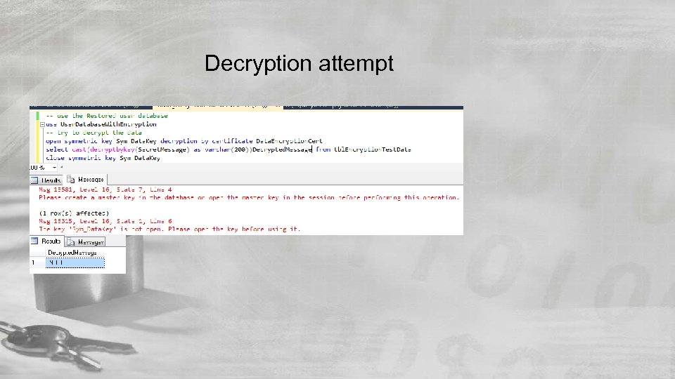 Decryption attempt 