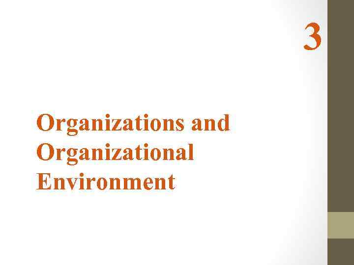 3 Organizations and Organizational Environment 