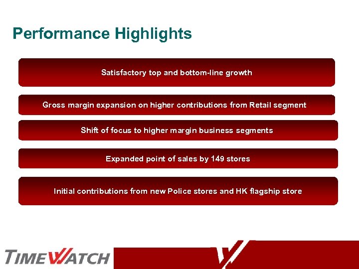 Performance Highlights Satisfactory top and bottom-line growth Gross margin expansion on higher contributions from