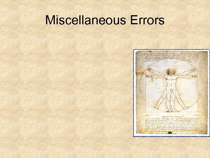 Miscellaneous Errors 