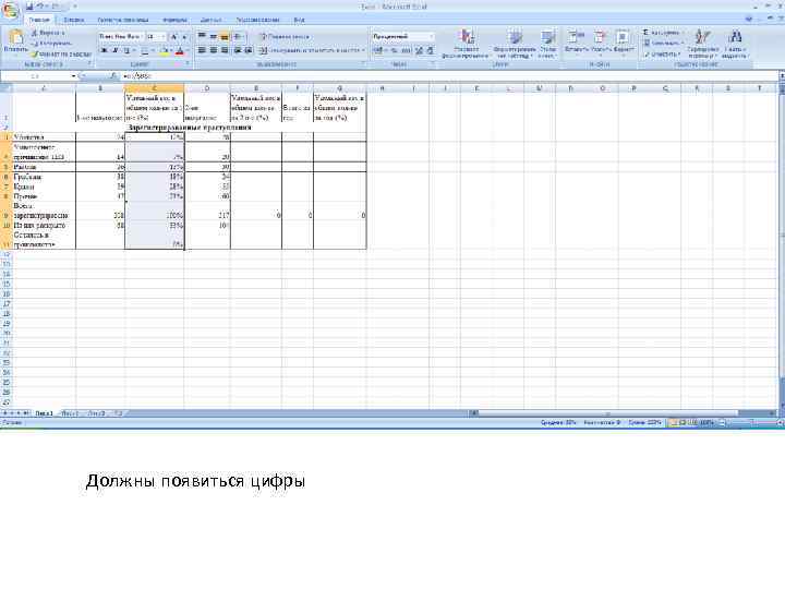 Должны появиться цифры 