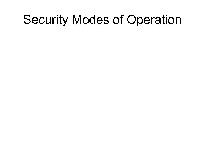 Security Modes of Operation 