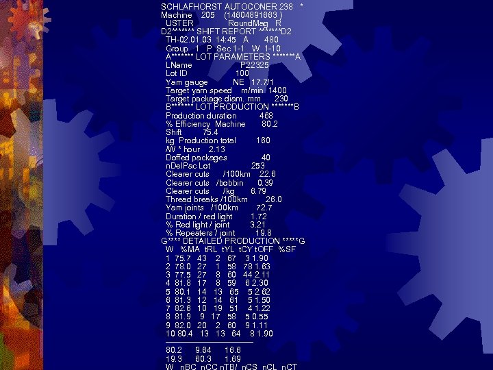 SCHLAFHORST AUTOCONER 238 * Machine 205 (14604891663 ) USTER Round. Mag R D 2*******