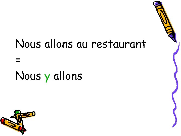 Nous allons au restaurant = Nous y allons 
