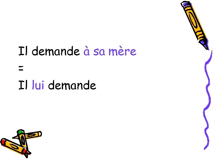 Il demande à sa mère = Il lui demande 