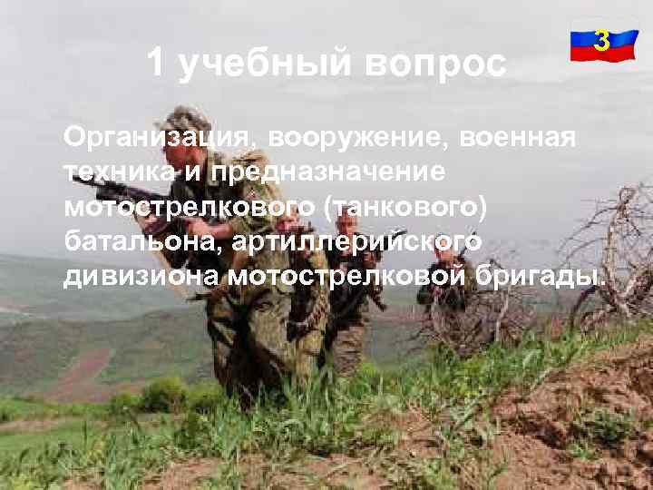 1 учебный вопрос 3 Организация, вооружение, военная техника и предназначение мотострелкового (танкового) батальона, артиллерийского