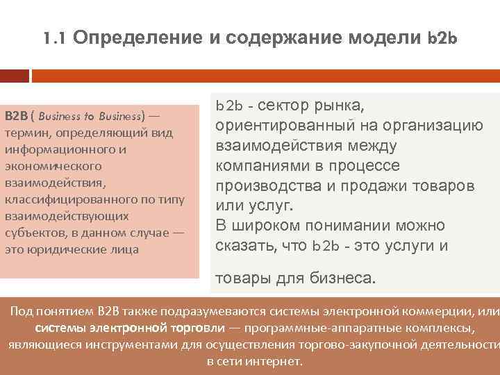 1. 1 Определение и содержание модели b 2 b B 2 B ( Business