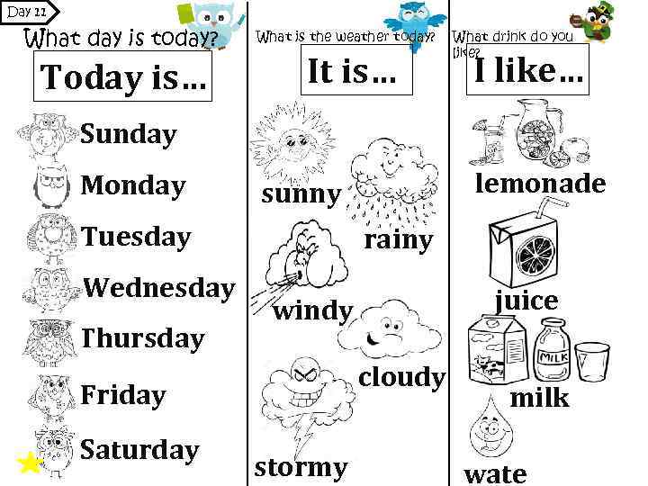 Day 11 What day is today? Today is… What is the weather today? It