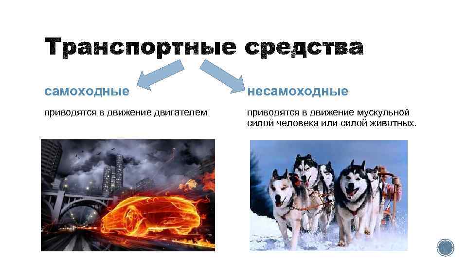 самоходные несамоходные приводятся в движение двигателем приводятся в движение мускульной силой человека или силой
