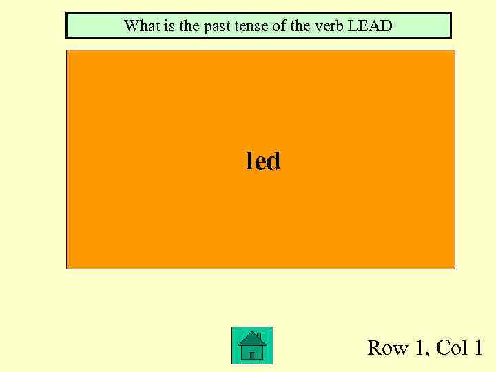 What is the past tense of the verb LEAD led Row 1, Col 1