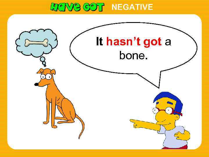 NEGATIVE It hasn’t got a bone. 