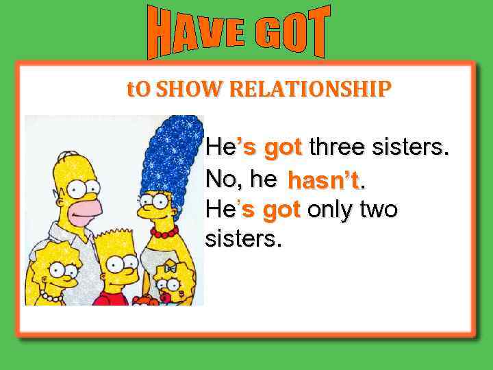t. O SHOW RELATIONSHIP He’s got three sisters. No, he hasn’t. He’s got only