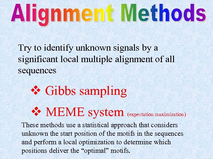 Try to identify unknown signals by a significant local multiple alignment of all sequences