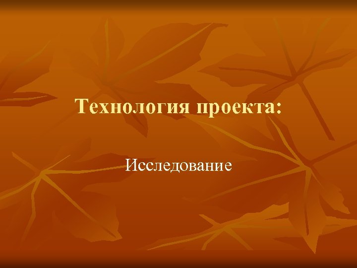 Технология проекта: Исследование 