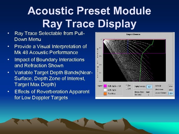 Acoustic Preset Module Ray Trace Display • • • Ray Trace Selectable from Pull.