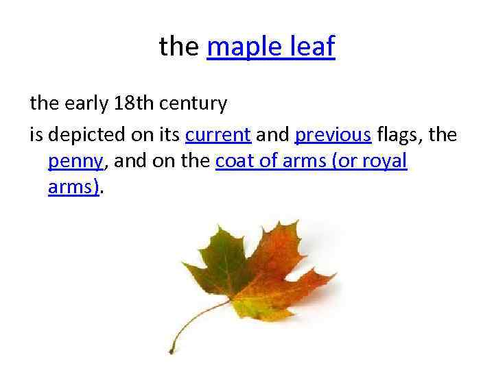 the maple leaf the early 18 th century is depicted on its current and