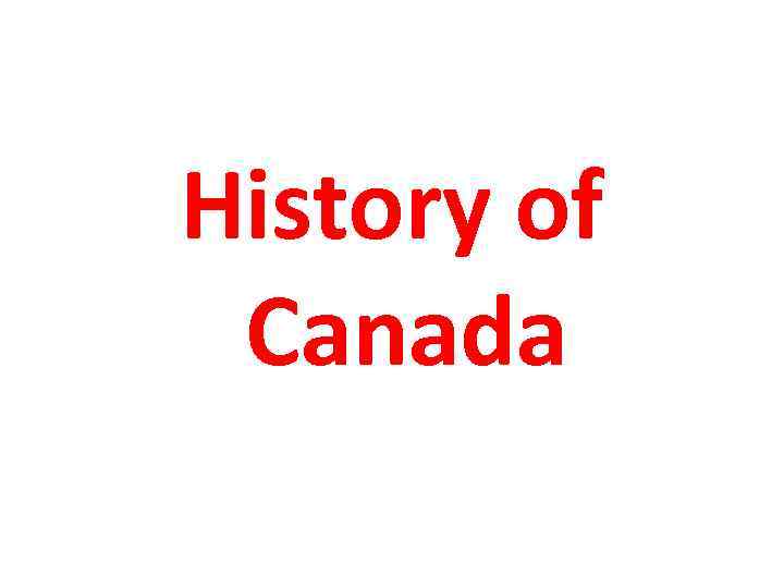 History of Canada 