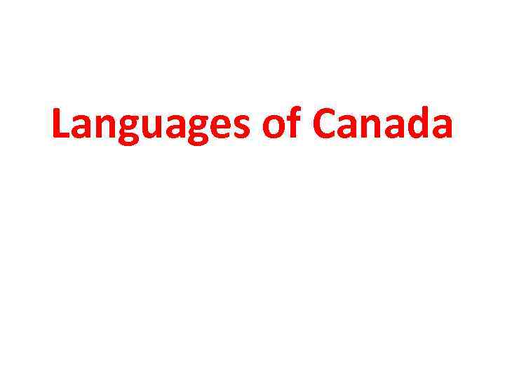 Languages of Canada 