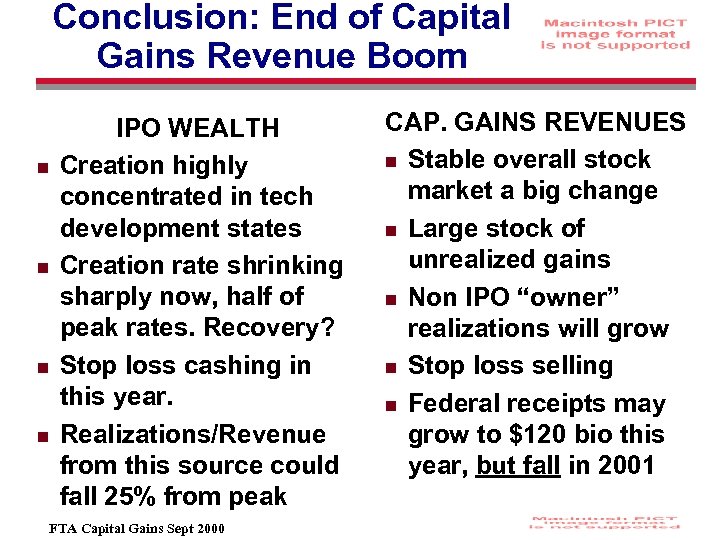 Conclusion: End of Capital Gains Revenue Boom n n IPO WEALTH Creation highly concentrated