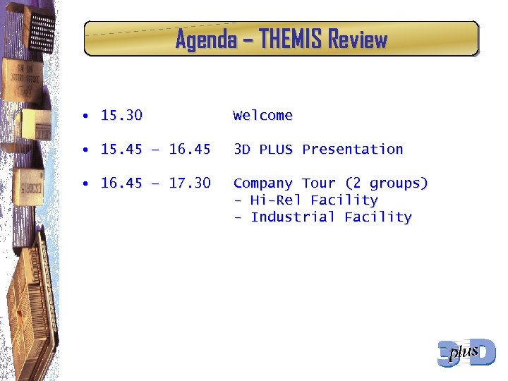 Agenda – THEMIS Review • 15. 30 Welcome • 15. 45 – 16. 45