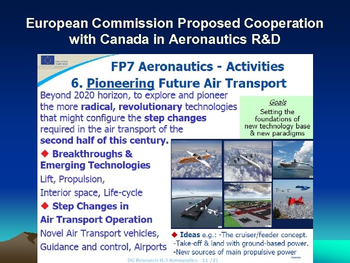 European Commission Proposed Cooperation with Canada in Aeronautics R&D 