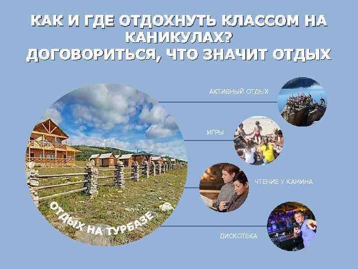 КАК И ГДЕ ОТДОХНУТЬ КЛАССОМ НА КАНИКУЛАХ? ДОГОВОРИТЬСЯ, ЧТО ЗНАЧИТ ОТДЫХ АКТИВНЫЙ ОТДЫХ ИГРЫ