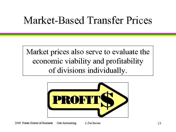 Market-Based Transfer Prices Market prices also serve to evaluate the economic viability and profitability