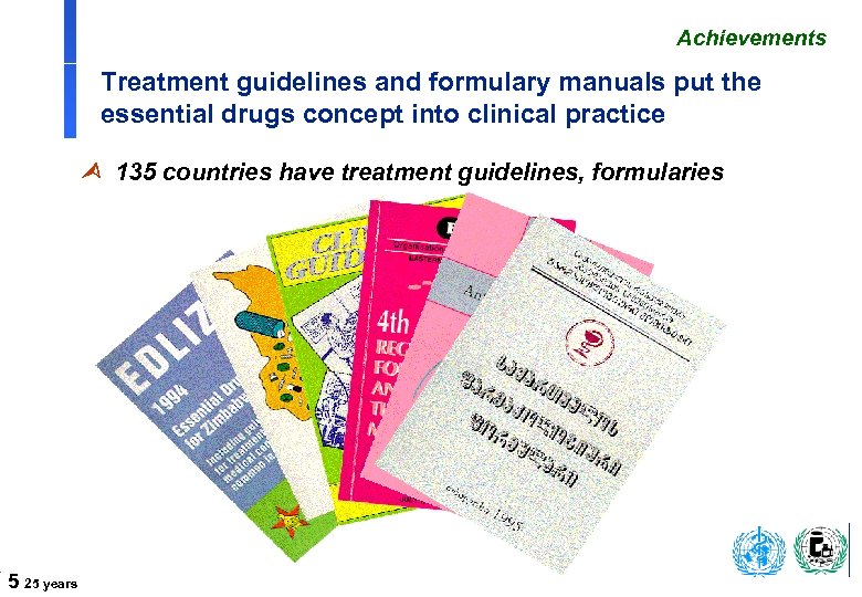 Achievements Treatment guidelines and formulary manuals put the essential drugs concept into clinical practice