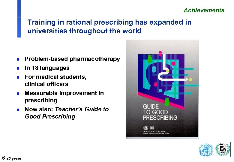 DAP’s role Achievements Training in rational prescribing has expanded in universities throughout the world