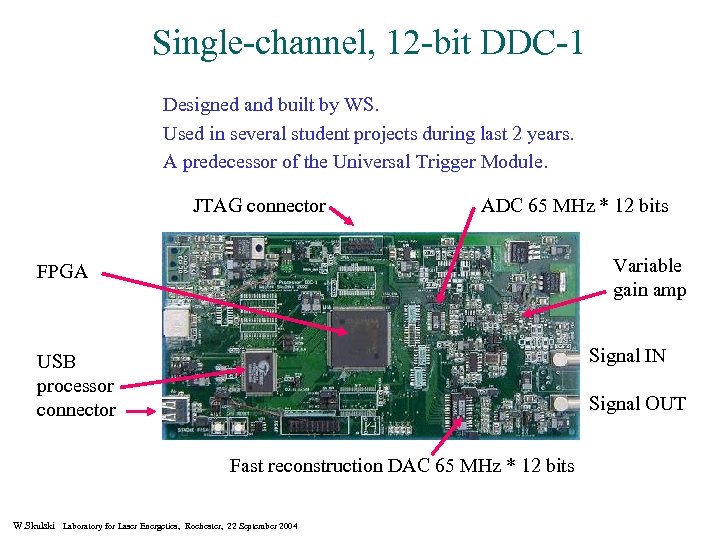 Single-channel, 12 -bit DDC-1 Designed and built by WS. Used in several student projects