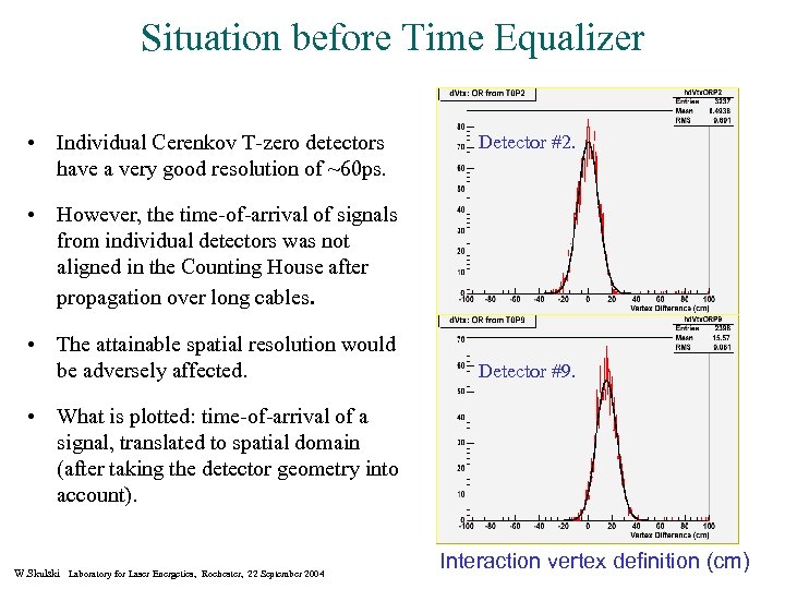 Situation before Time Equalizer • Individual Cerenkov T-zero detectors have a very good resolution