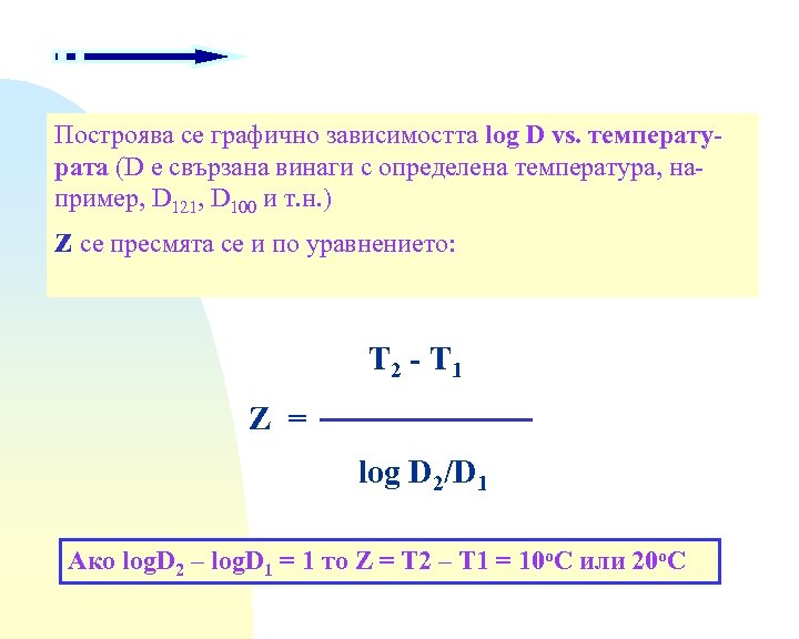 Построява се графично зависимостта log D vs. температурата (D е свързана винаги с определена