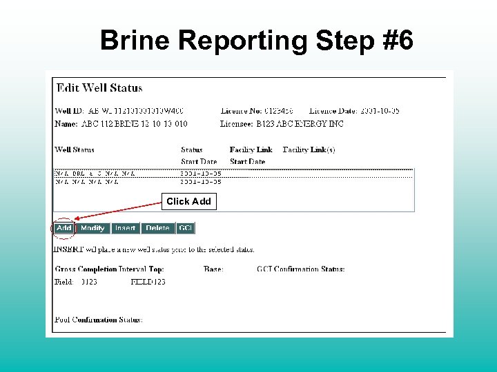 Brine Reporting Step #6 Click Add 