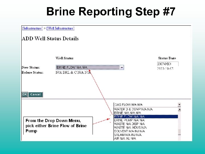 Brine Reporting Step #7 From the Drop Down Menu, pick either Brine Flow of