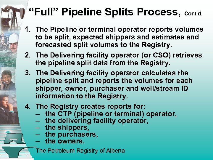 “Full” Pipeline Splits Process, Cont’d . 1. The Pipeline or terminal operator reports volumes