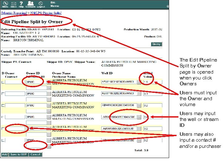 The Edit Pipeline Split by Owner page is opened when you click Owners Users