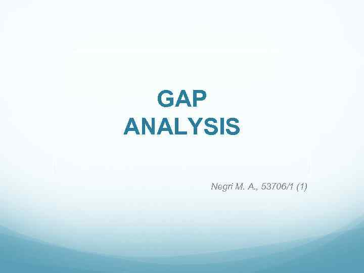 GAP ANALYSIS Negri M. A. , 53706/1 (1) 