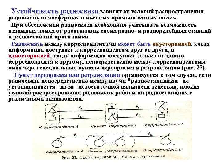 Устойчивость радиосвязи зависит от условий распространения радиоволн, атмосферных и местных промышленных помех. При обеспечении