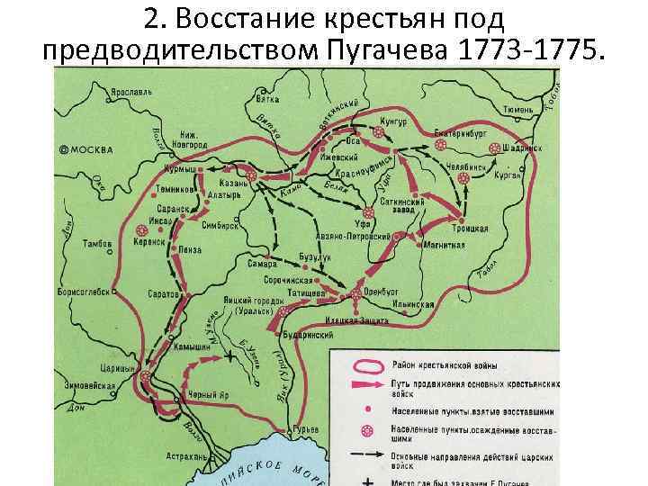 2. Восстание крестьян под предводительством Пугачева 1773 -1775. 