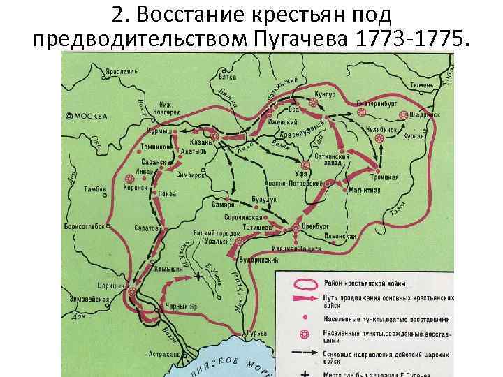 2. Восстание крестьян под предводительством Пугачева 1773 -1775. 