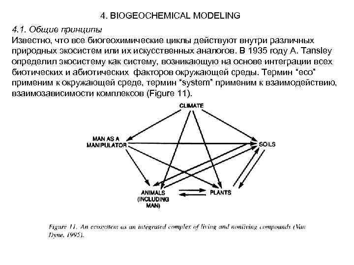 4. BIOGEOCHEMICAL MODELING 4. 1. Общие принципы Известно, что все биогеохимические циклы действуют внутри
