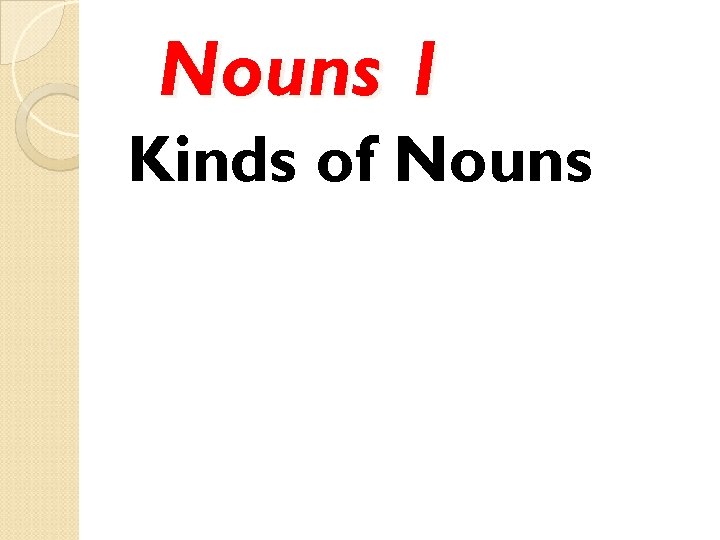 Nouns 1 Kinds of Nouns 