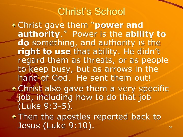 Christ’s School Christ gave them “power and authority. ” Power is the ability to