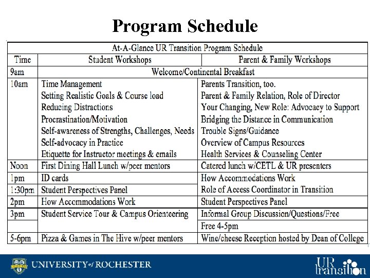 Program Schedule 