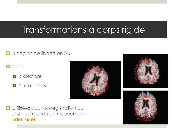 Transformations à corps rigide 6 degrés de liberté en 3 D Inclut: 3 Rotations