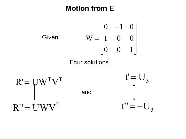 Motion from E Given Four solutions and 