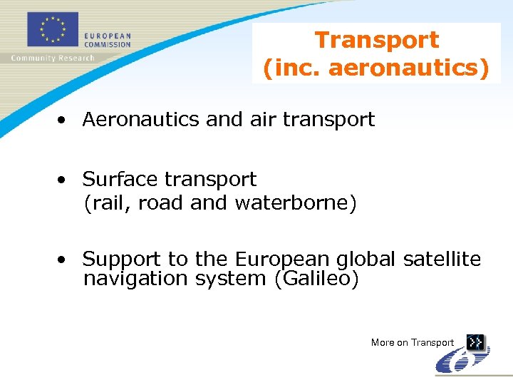 Transport (inc. aeronautics) • Aeronautics and air transport • Surface transport (rail, road and