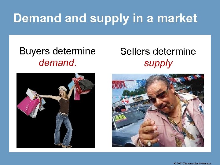 Demand supply in a market Buyers determine demand. Sellers determine supply © 2007 Thomson