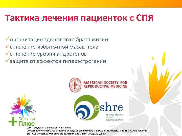 Тактика лечения пациенток с СПЯ üорганизация здорового образа жизни üснижение избыточной массы тела üснижение