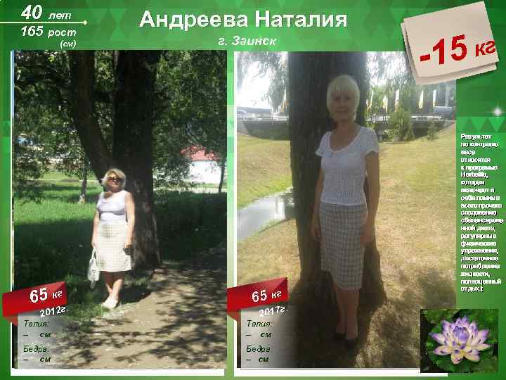 40 лет 165 рост Андреева Наталия г. Заинск (см) Место Вашего фото ДО 65